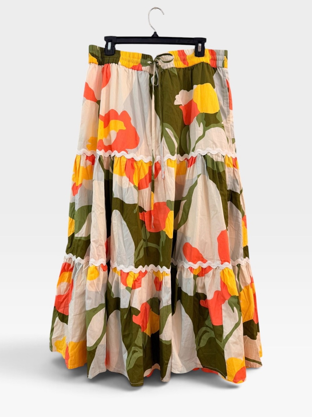 Cece tiered ruffle maxi dress retro flower pattern